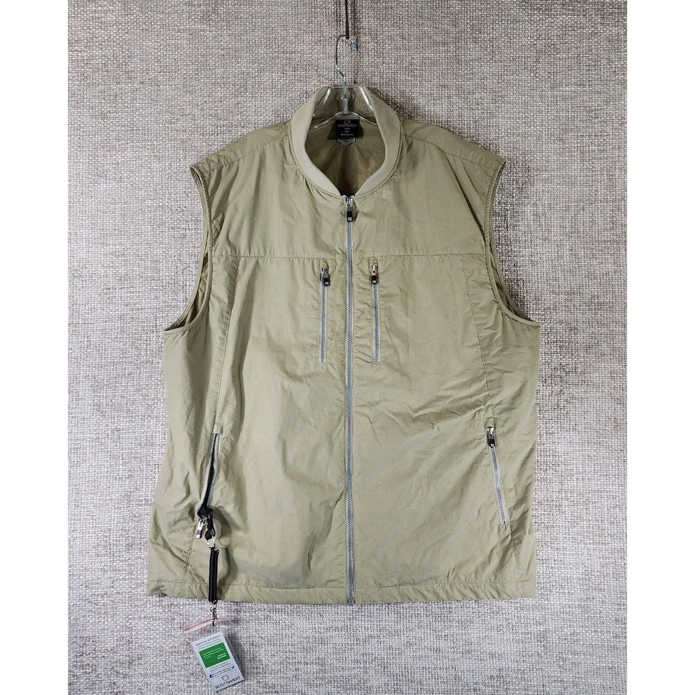 SCOTTeVEST The 101 Zip Travel Vest Mens XXL Beige Utility Security Pockets EUC